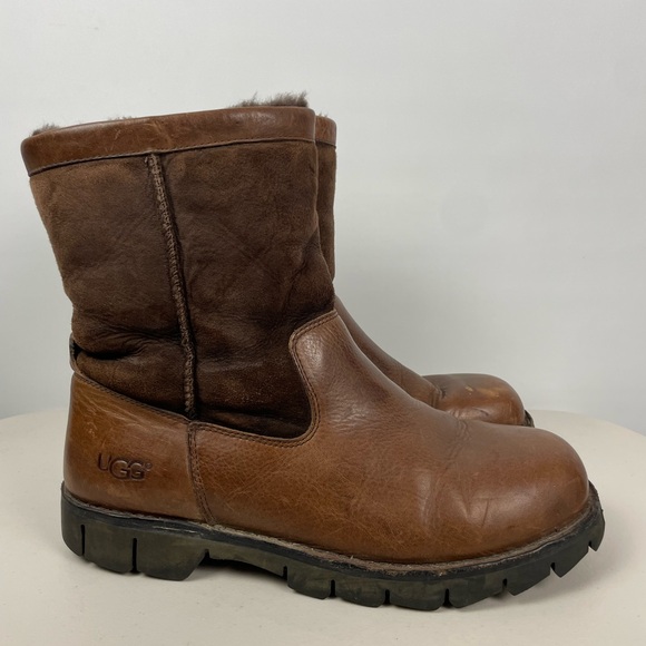 UGG Australia Beacon Sheepskin Lined Men's‎ Chestnut Brown Leather Boots - Picture 10 of 15